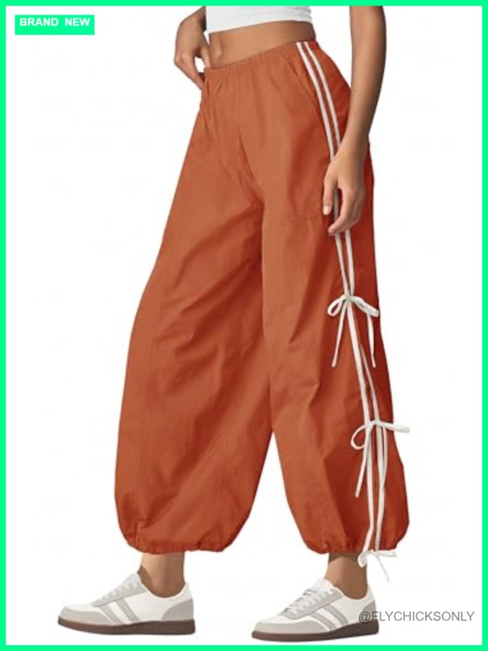 Women's Parachute Pants Bow Knot Baggy Track Pants Cropped Sweatpants